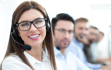 Fototapeta premium close up.female cameraman on blurred background