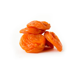 dried apricots on white background