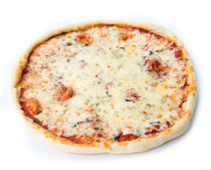 Italian pizza Margarita isolated on white background