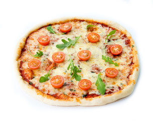 Italian pizza Margarita isolated on white background