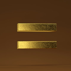 3D render Illustration. Golden equal Math Symbol.