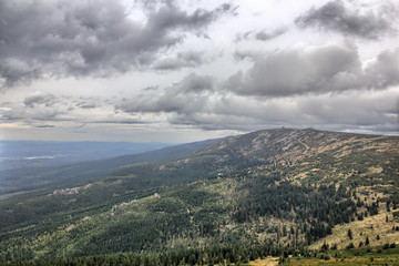 Widok ze Szrenicy na Śnieżne Kotły - Hala Szrenicka - Szrenica - Szklarska Poręba - Karkonosze