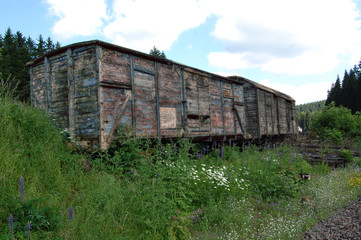 Fototapeta na wymiar abandoned and shut down train 