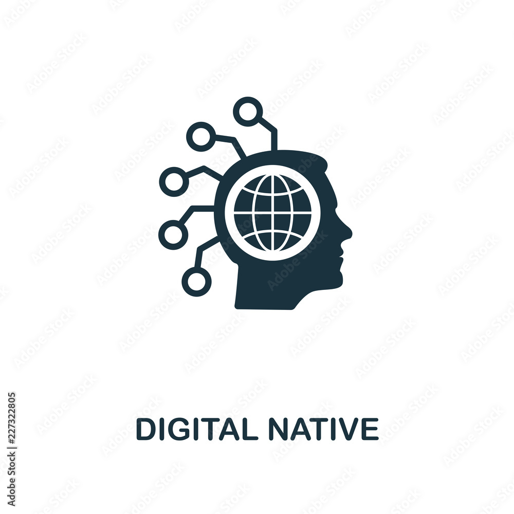 Poster digital native icon. monochrome style design from fintech icon collection. ui and ux. pixel perfect 