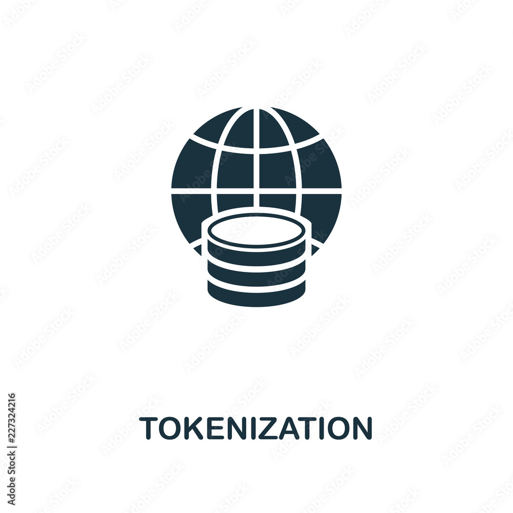 Poster tokenization icon. monochrome style design from fintech icon collection. ui and ux. pixel perfect to