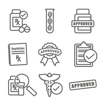 Drug Testing and Safety Icon Set Vector Graphic w Rounded Edges