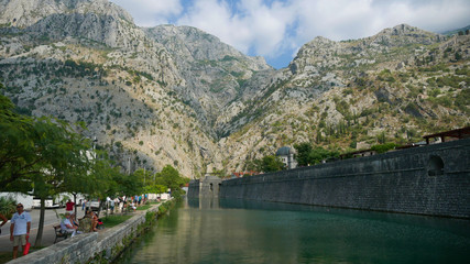 Fototapeta na wymiar The ancient city of Kotor. One of the historic cities of Montenegro with its historic old town, frequent tourist destination, willingly visited by tourists. 