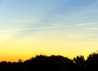 Fototapeta na wymiar Beautiful sunset with blue yellow sky