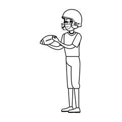 young man practicing american football