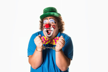 Bad clown. White background. 
