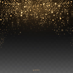 Christmas Glow light effect. Star burst with sparkles. Golden glowing lights. Gold glittering star dust trail sparkling particles on transparent background. EPS10