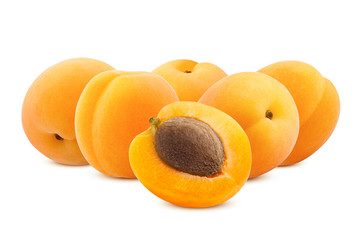 apricot isolated on white background, clipping path, full depth of field