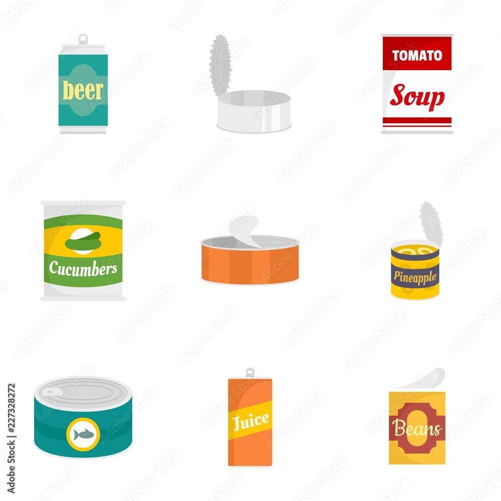 Sticker can nutrition icon set. flat set of 9 can nutrition vector icons for web design