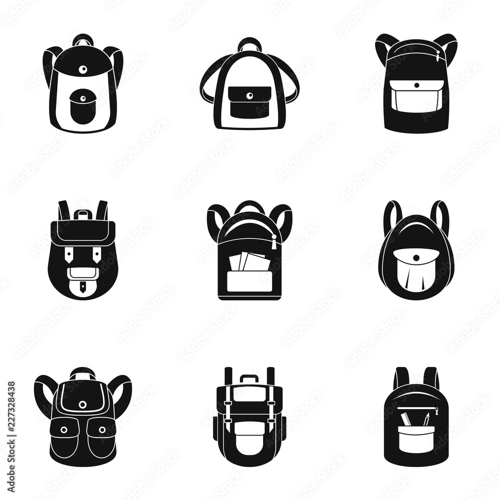 Poster classic backpack icon set. simple set of 9 classic backpack vector icons for web design on white bac