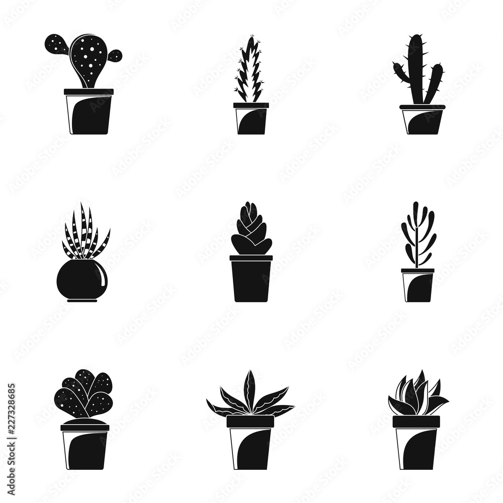 Poster home cactus icon set. simple set of 9 home cactus vector icons for web design on white background