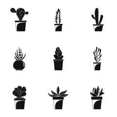 Home cactus icon set. Simple set of 9 home cactus vector icons for web design on white background
