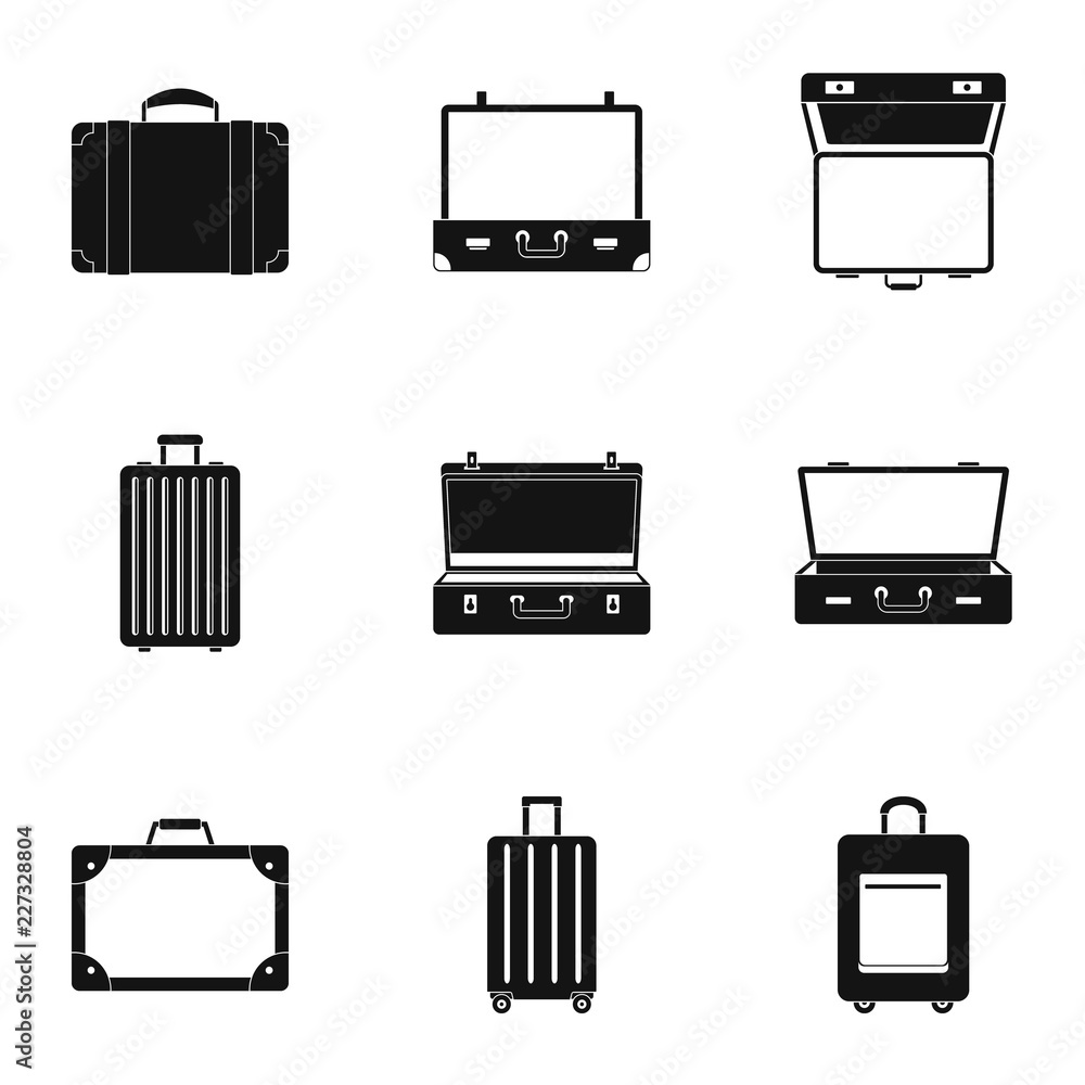 Poster travel briefcase icon set. simple set of 9 travel briefcase vector icons for web design on white bac