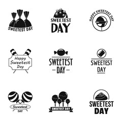 Sweetest day logo set. Simple set of 9 sweetest day vector logo for web design on white background