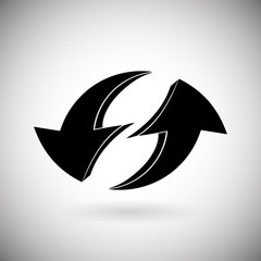 Arrows. Black flat recycle symbol. Hand drawn sketch