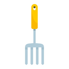 Hand garden rake icon. Flat illustration of hand garden rake vector icon for web design
