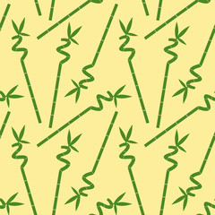 green bamboo branch with leaves on a yellow background seamless pattern asia tropical zen vector