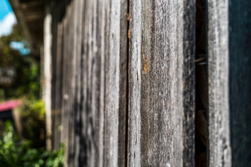Close up of shed wall with shallow depth of field
