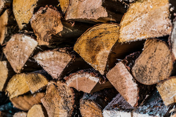 Close up of firewood with shallow depth of field