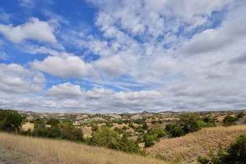 Obraz premium Georgia, Vashlovani National Park the driest deserts. Panoramic view of mountains.