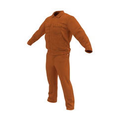 Builder's Orange Long Sleeve Coveralls Isolated On White Background. 3D Illustration