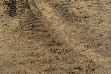 Countryside dirt road close up