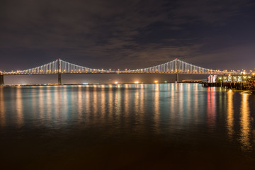 The Bay Bridge at night