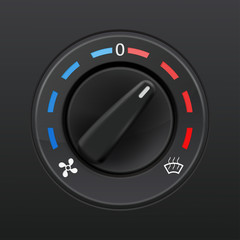 Car dashboard knob switch. Auto air conditioner. Temperature selector