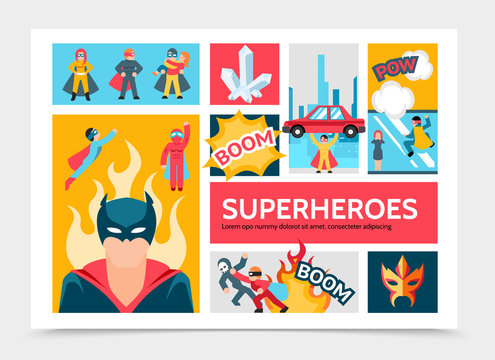 Flat Super Heroes Infographic Template