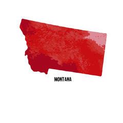 Montana state. United States Of America. Vector illustration. Watercolor texture.