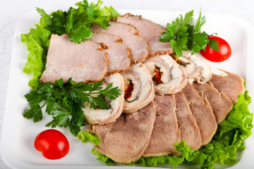 Plate with meat and tongue