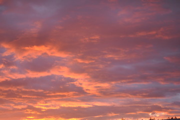 Fototapeta premium Good summer weather. Beautiful bright red sunset.