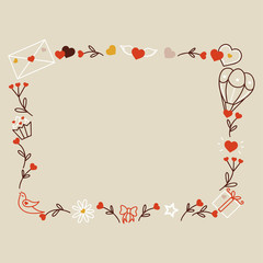 Valentine line art square frame