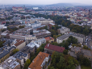Fototapeta na wymiar Old Town in Krakow from a bird's eye view, Poland