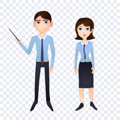 Vector Man and Woman Characters, Man with Pointer in His Hand.