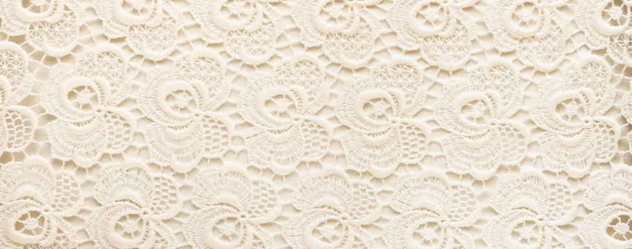 white lace fabric background texture . close up.banner
