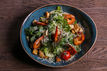 Caesar salad with shrimps
