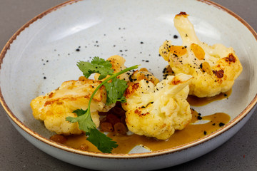 Roasted cauliflower with coriander leaves