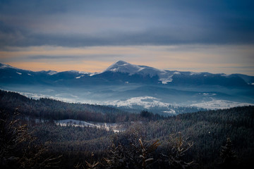 A sunny winter day in Bukovel. Ukraine Carpathians