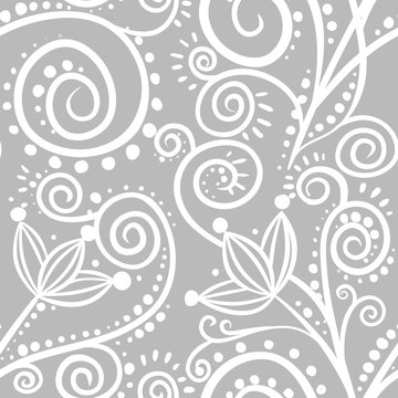 Seamless floral pattern. Abstraction on grey bacground. abric and wallpeper design.