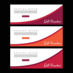 Gift voucher. Abstract poster vector. Facebook cover. Orange banner. Gym banner. Banner template set