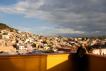 tourist watching the panorama of zacatecas, mexico