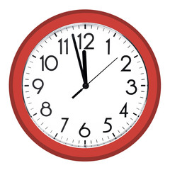 White wall clock. Isolated on white background.