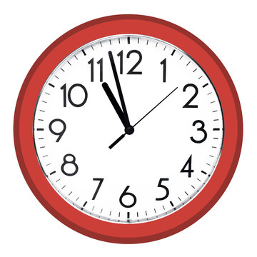 White wall clock. Isolated on white background.