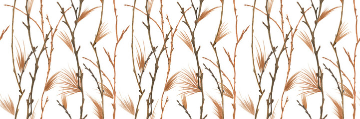 Winter forest watercolor seamless pattern