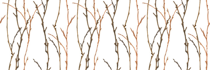 Fototapeta na wymiar Winter forest watercolor seamless pattern